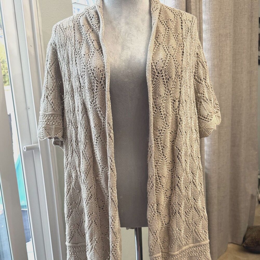 JM Open-Front Short-Sleeve Cardigan Minimalist casual XL